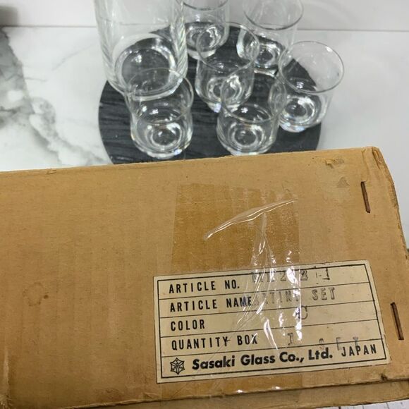 VINTAGE MCM SASAKI Crystal glass martini set - Picture 6 of 6